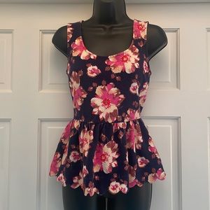 Anthropologie 9-H15 STCL scallop hem floral tank top